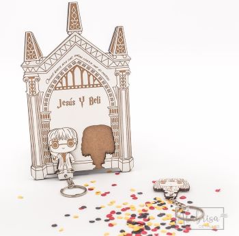 cuelga llaves de Harry Potter, diseño de espejo de Oesed, con llaveros de Harry y Hermione